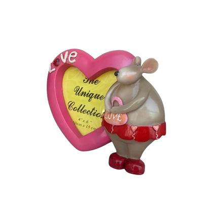 Imagem de Porta Retrato em Argila Ratinho Coração Decorativo Love NKD