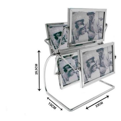 Imagem de Porta Retrato Giratorio 8 Fotos Roda Gigante 10x15 Cm Prata