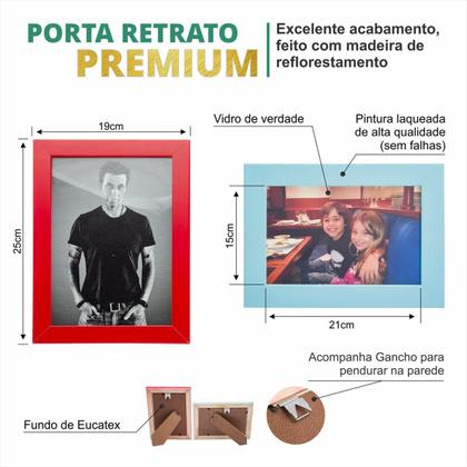 Imagem de Porta Retrato Premium Fosco Vidro 15X21Vermelho Mesa Parede