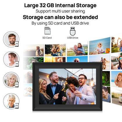 Imagem de Porta-retratos digital Wifi Akimart 32GB com IPS de 10,1"