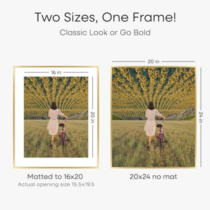 Imagem de Porta-retratos Homeforia Gold Metal 20x24 cm com tapete 16x20 cm