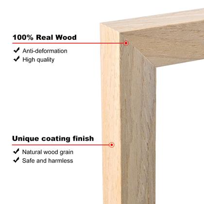 Imagem de Porta-retratos KINLINK 5x5 de madeira natural para 4x4 com tapete, pacote com 4