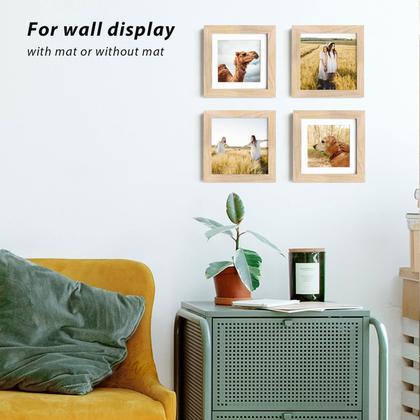 Imagem de Porta-retratos KINLINK 5x5 de madeira natural para 4x4 com tapete, pacote com 4