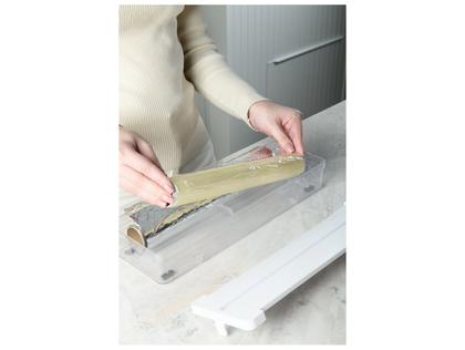 Imagem de Porta Rolos Cortador Duplo Plástico PCV Alumínio Clear Branco Ou Organizador