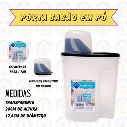 Imagem de Porta Sabão em Pó Multiuso 1,7L Com Tampa Copo Medidor 1 UN