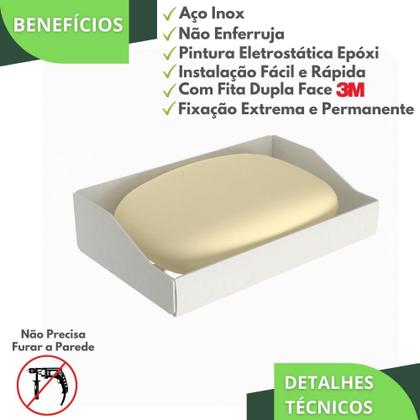 Imagem de Porta Sabonete Adesivo De Parede Banheiro Branco DF
