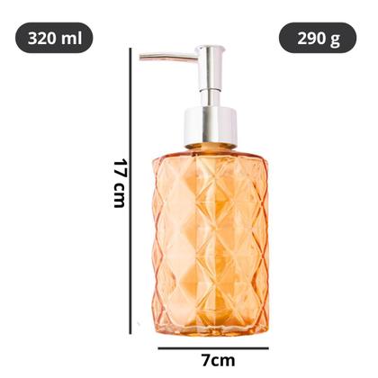 Imagem de Porta Sabonete Líquido 320ml Dispenser Saboneteira de Vidro Cristal Válvula Prata p/ Banheiro Lavabo