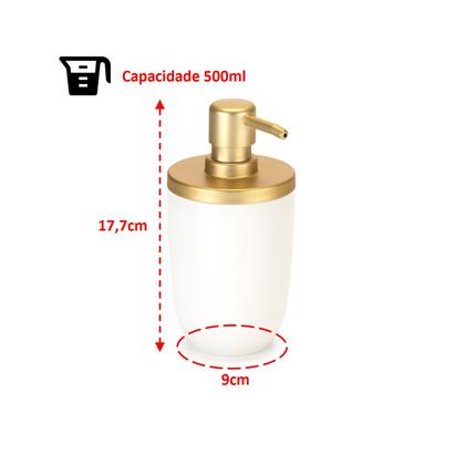 Imagem de Porta Sabonete Líquido 500ml Branco com Tampa Dourada Fosca - 1973 Arhi