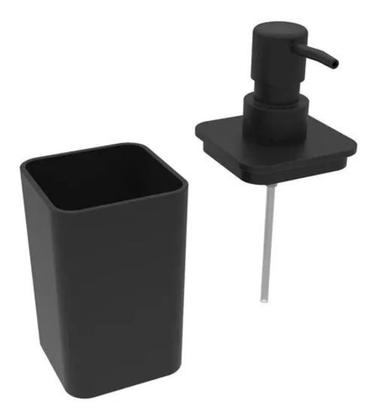 Imagem de Porta Sabonete Liquido Dispenser Banheiro Preto Liso Soprano