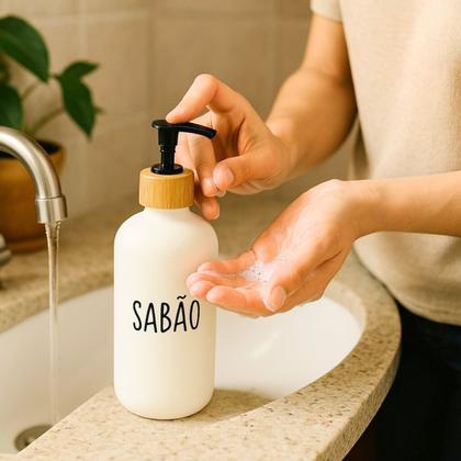 Imagem de Porta Sabonete Liquido Doha Em Vidro Para Lavabo Pia 500ml