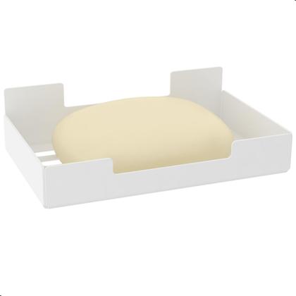 Imagem de Porta Sabonete Saboneteira Parede Adesivo Inox Branco ELG