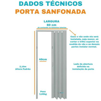 Imagem de Porta Sanfonada PVC 0,60x2,10 Multilit Cinza