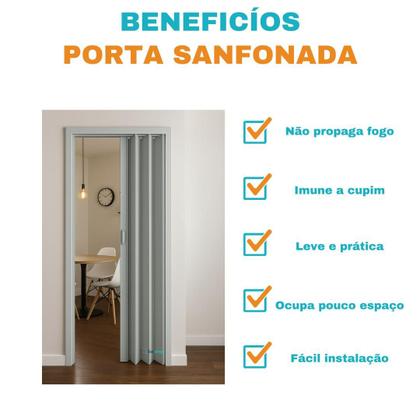 Imagem de Porta Sanfonada PVC 0,60x2,10 Multilit Cinza