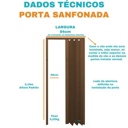 Imagem de Porta Sanfonada Pvc 0,84x2,10 Multilit mogno
