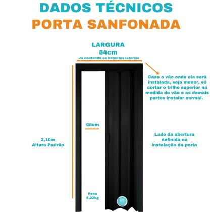 Imagem de Porta Sanfonada Pvc 0,84x2,10 Multilit Preta