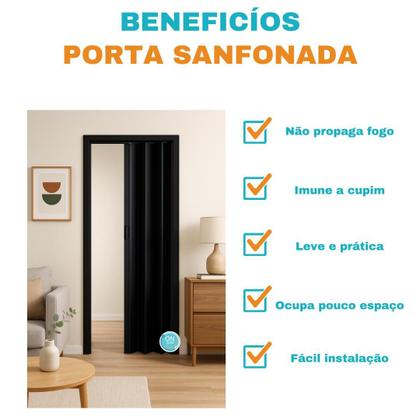 Imagem de Porta Sanfonada Pvc 0,84x2,10 Multilit Preta
