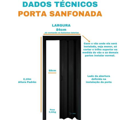 Imagem de Porta Sanfonada Pvc 0,84x2,10m Multilit Preta
