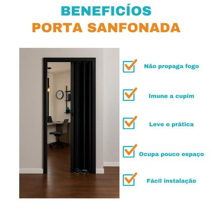 Imagem de Porta Sanfonada Pvc 0,84x2,10m Multilit Preta