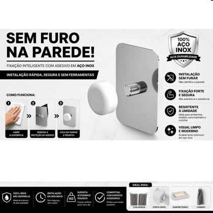 Imagem de Porta Shampoo Adesivo Sem Furar Parede Branco DF