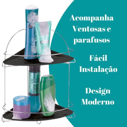 Imagem de Porta Shampoo Cantoneira Banheiro Dupla Com Ventosas Arthi