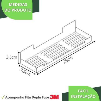 Imagem de Porta Shampoo Com Adesivo Suporte Banheiro Inox ELG