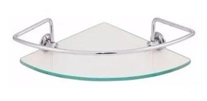 Imagem de Porta Shampoo de Canto Cromado com Base de Vidro