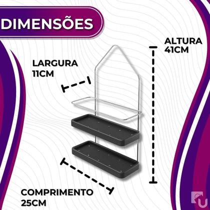 Imagem de Porta Shampoo Em Aço Para Banheiro Com Base Plástica Stolf