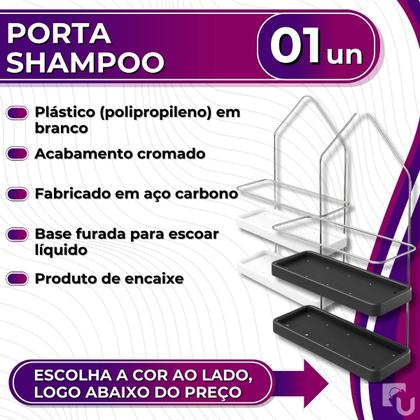 Imagem de Porta Shampoo Em Aço Para Banheiro Com Base Plástica Stolf
