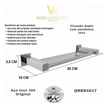 Imagem de Porta Shampoo Para Banheiro 30cm Inox 304 Ref. QRED4017