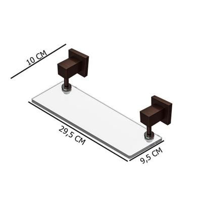 Imagem de Porta Shampoo Retangular Vidro 8mm Corten Square Luxo