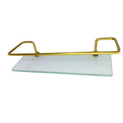 Imagem de Porta Shampoo Reto Dourado Com Vidro Incolor