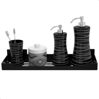 Imagem de Porta Shampoo Suporte Organizador Banheiro Preto Fosco ELG