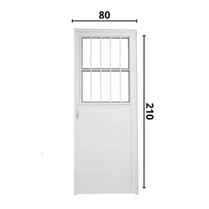 Imagem de Porta Social Lambril Alumínio 2,10 X 80 Lado Direito Branco Hale Esquadrias Branco