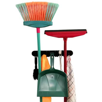 Imagem de Porta Suporte de Parede para Vassoura Rodo Pá Prático e Resistente com ganchos