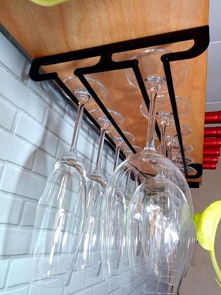 Imagem de Porta Taças para 12 Taças De Vinho - Teto - Decoração Barzinho - suporte para taças - preto