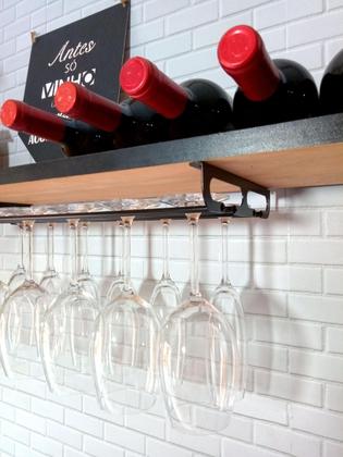 Imagem de Porta Taças para 12 Taças De Vinho - Teto - Decoração Barzinho - suporte para taças - preto