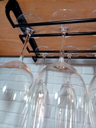 Imagem de Porta Taças para 12 Taças De Vinho - Teto - Decoração Barzinho - suporte para taças - preto