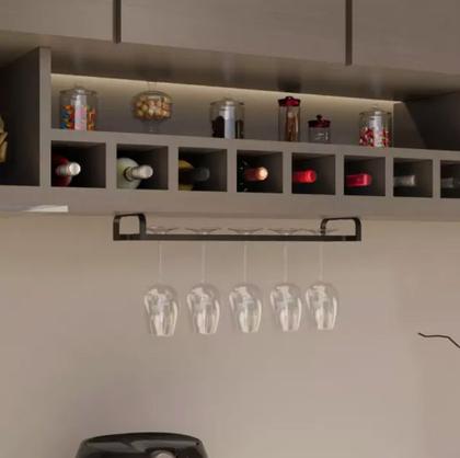 Imagem de Porta Taças Suspenso Para Armário Ou Prateleira 50cm Preto