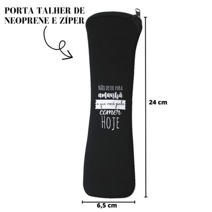 Imagem de Porta talher com capa neopreme e zíper e frases 24cm