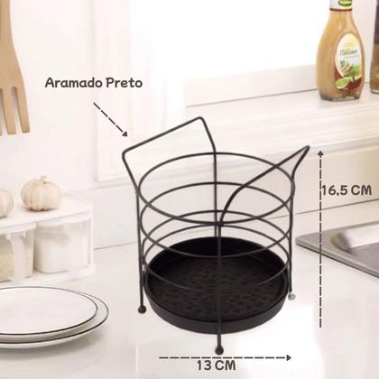 Imagem de Porta Talher E Escorredor Aramado Redondo Premium