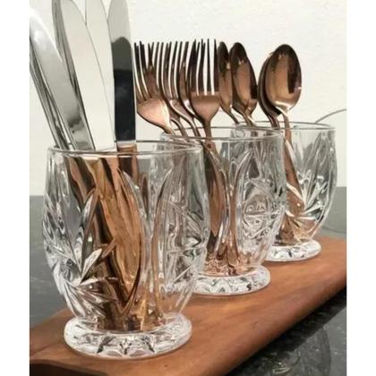 Imagem de Porta Talher em Cristal de Chumbo Prima 10,5 X 13CM LYOR Organizador de Talheres, mesa posta, utilidades domesticas, porta talher de cristal