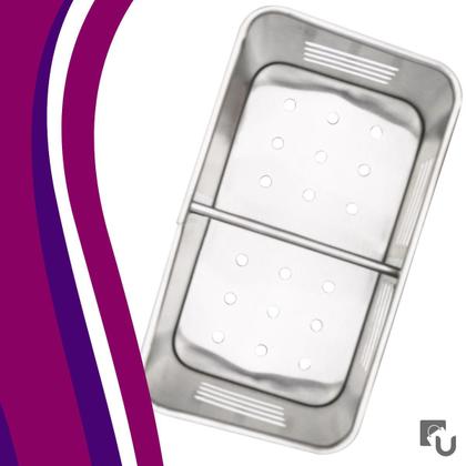 Imagem de Porta Talheres e Utensílios Duo Vazado em Aço Inox Escorredor para Pia - Prateado - Mimo Style