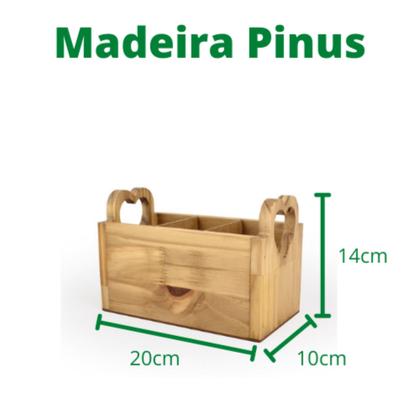 Imagem de Porta Talheres Organizador Madeira Casamento Boteco com Alça