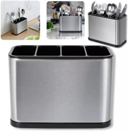 Imagem de Porta Talheres Suporte Facas Organizador Pia Inox