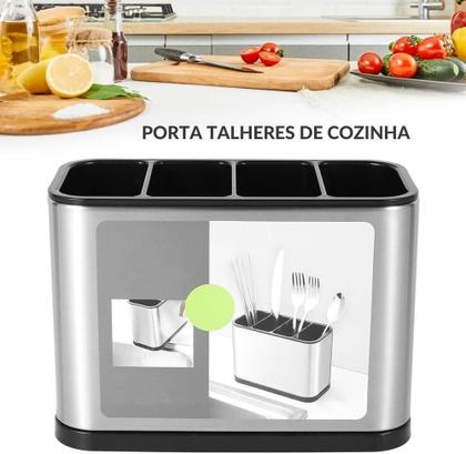 Imagem de Porta Talheres Suporte Facas Organizador Pia Inox