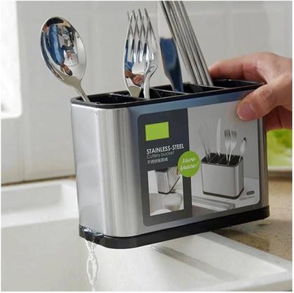 Imagem de Porta Talheres Suporte Facas Organizador Pia Inox