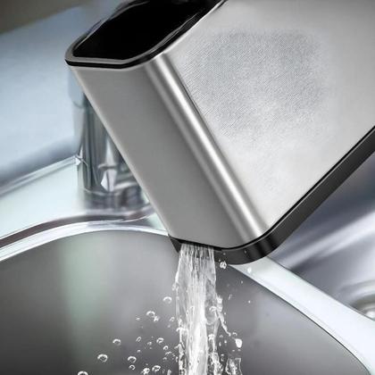 Imagem de Porta Talheres Suporte Facas Organizador Pia Inox