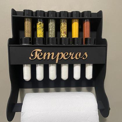 Imagem de Porta Tempero/Condimentos Com Porta Papel Toalha 12 Tubetes