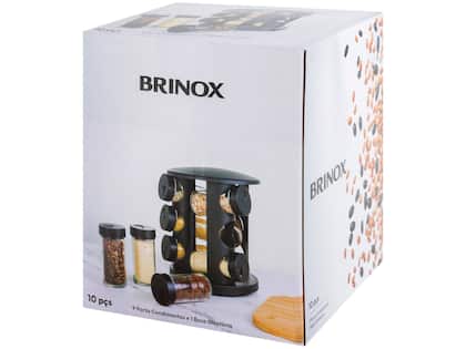 Porta-tempero de Vidro Brinox Lock & Stock 10 Peças Preto