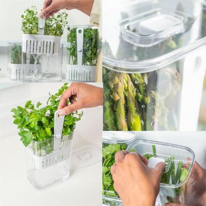 Imagem de Porta Tempero Fresco Hortaliças Geladeira Tampa+Regador 2,3L